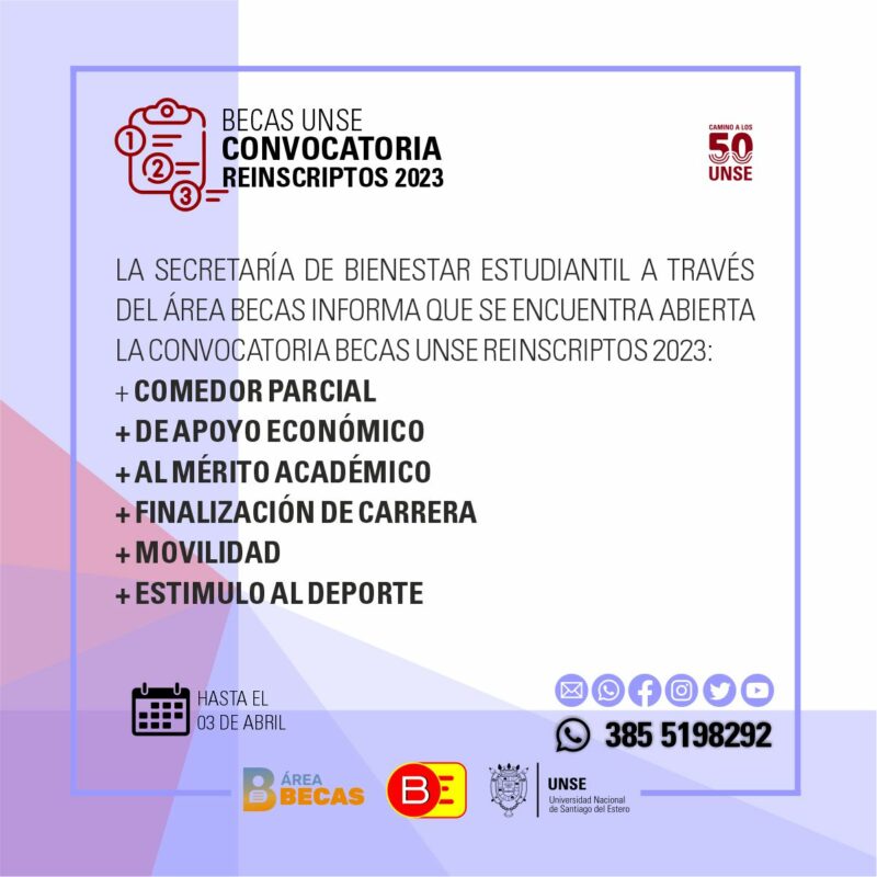 BECA APOYO ECONÓMICO COMPLETA - Bienestar Estudiantil - UNSE