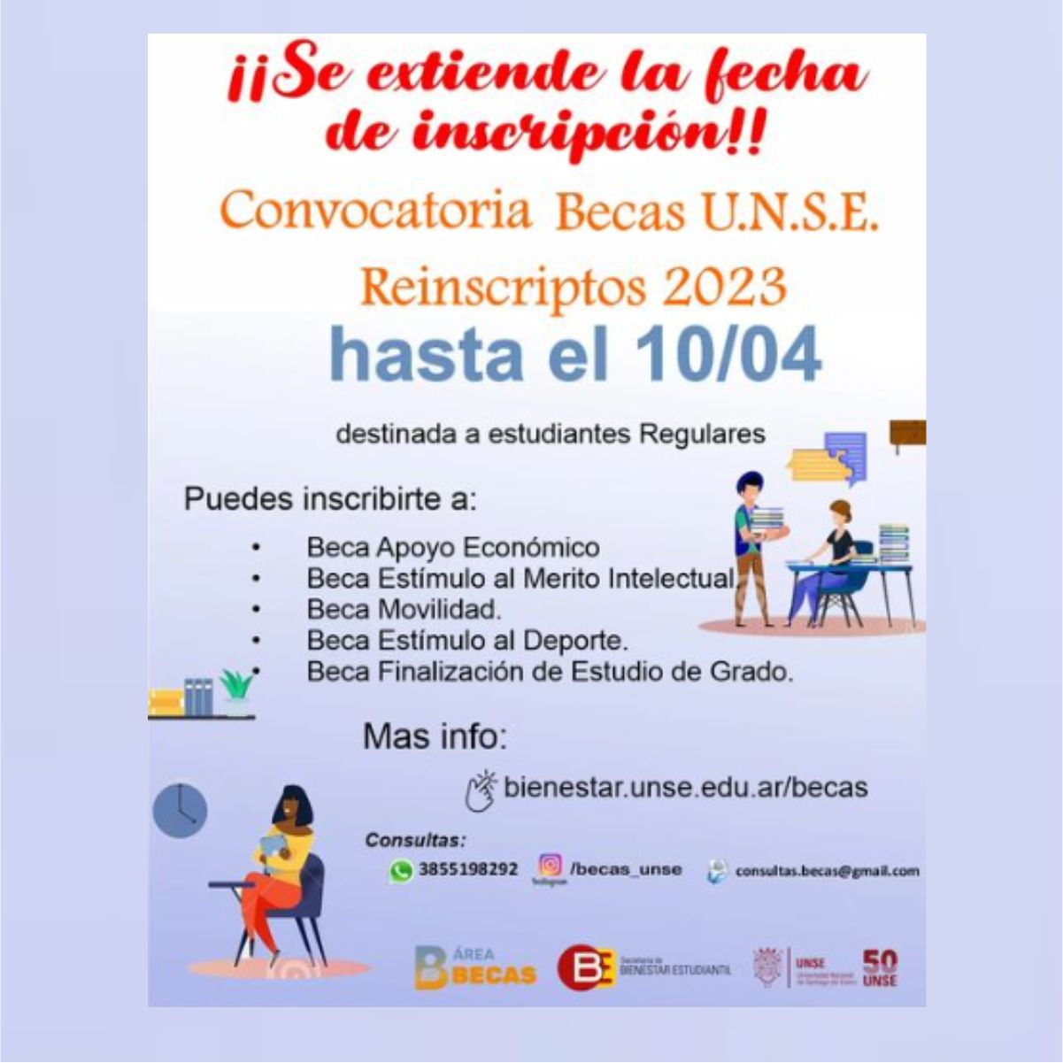 BECA REINSCRIPTOS 2023 - Bienestar Estudiantil - UNSE